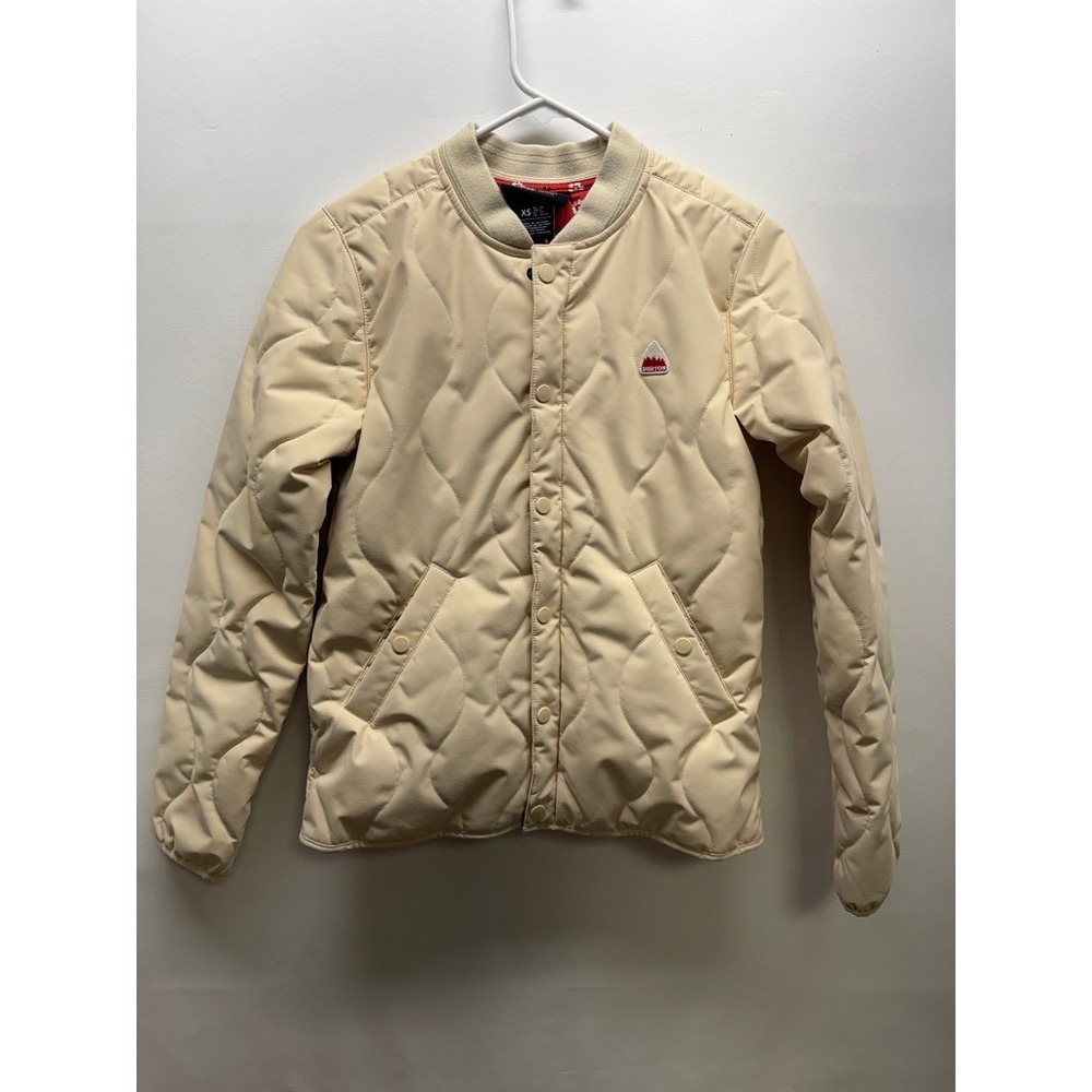Burton Mallet Insulated Jacket Womens XS Beige Quilted Snap Front